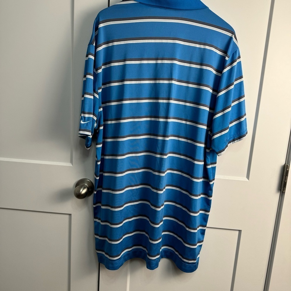 Nike Golf Tour Performance Polo Shirt Blue Stripe Short Sleeve Dri Fit XXL - Picture 5 of 5